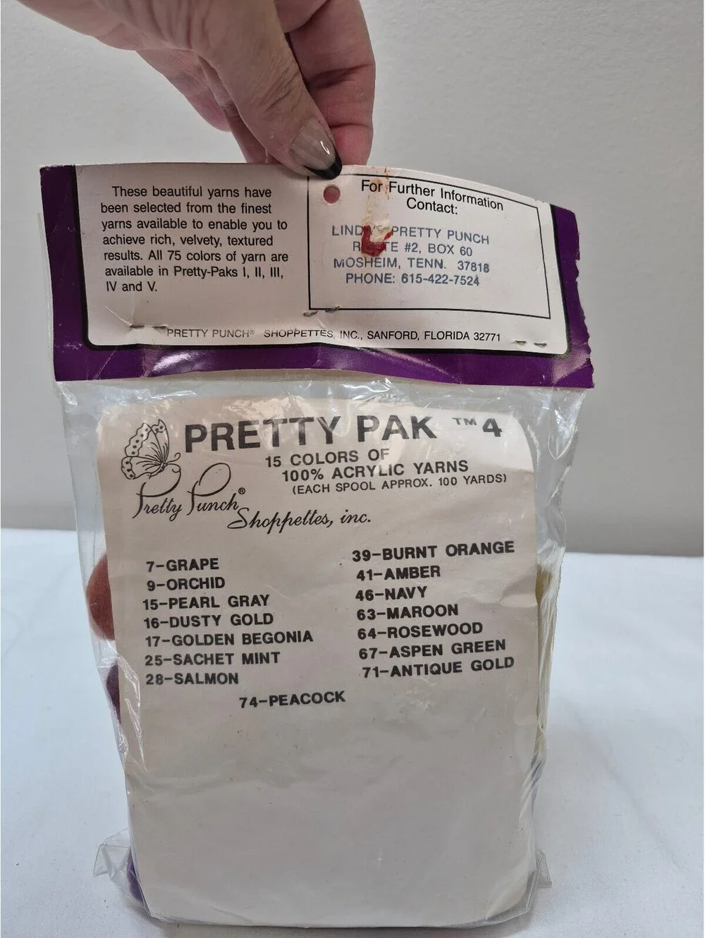 Pretty-Pak Acrylic Yarn for Punch Embroidery Approx. 100 Yards Each J38